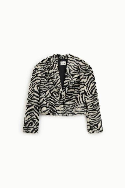 Eco-fur corta motivo zebrato revers