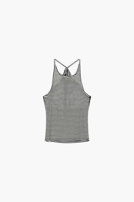 Top con spalle scoperte e righe