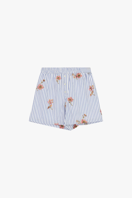 Shorts regular-fit a righe con stampa floreale