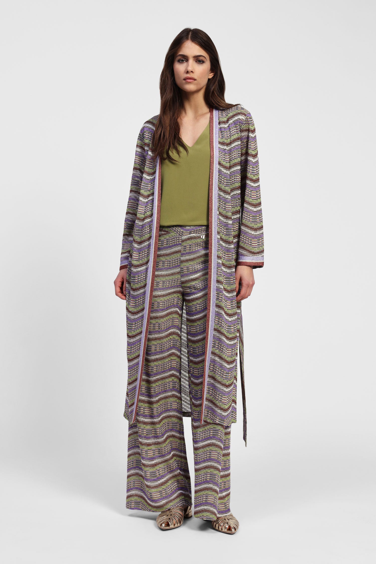 Cappotto lungo fantasia a righe