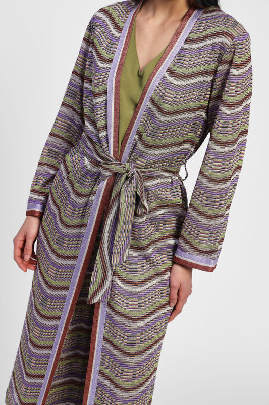 Cappotto lungo fantasia a righe