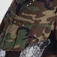 Gonna corta cargo fantasia camouflage con pizzo