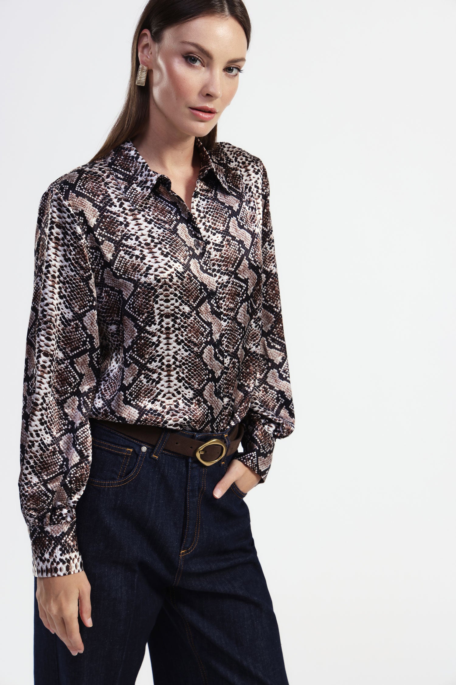 Camicia stampa serpente maniche lunghe