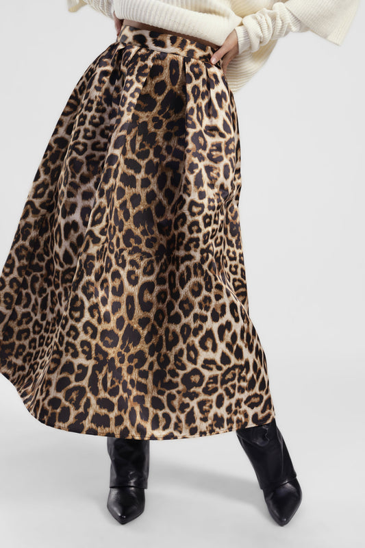 Gonna a ruota stampa animalier vita regolare