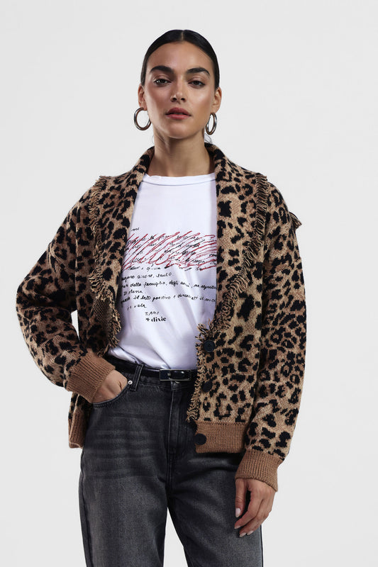 Cardigan stampato con maniche lunghe