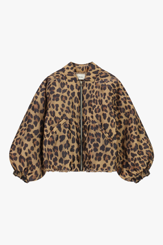 Bomber corto a stampa maculata con zip