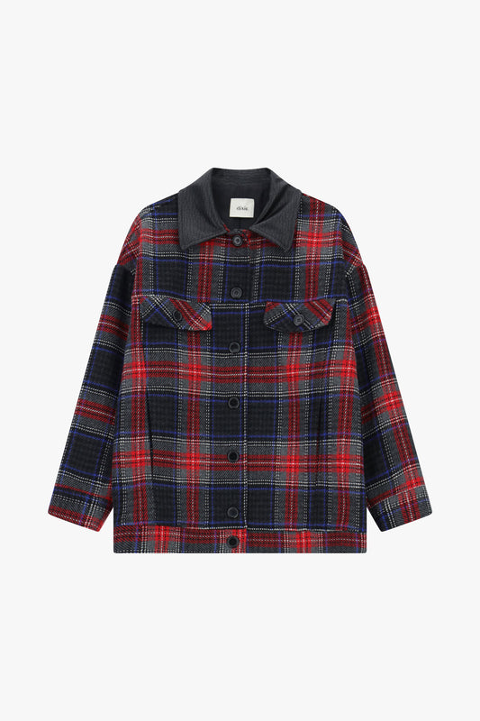 Giacca camicia a quadri con tasche frontali