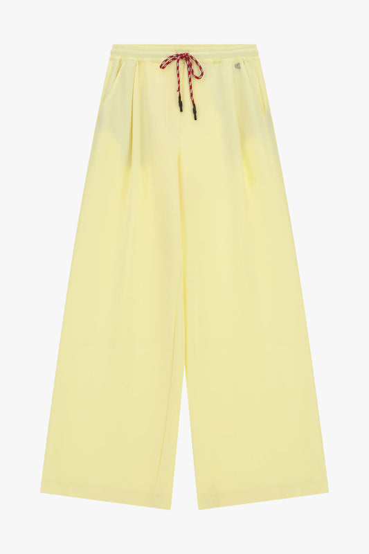 Pantaloni palazzo con vita elasticizzata e coulisse
