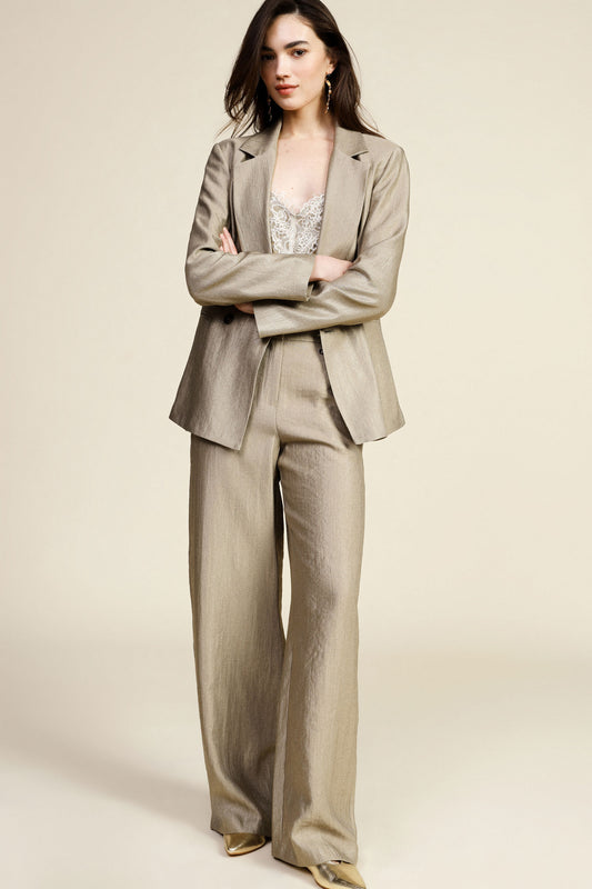 Trousers palazzo a vita alta con tasche laterali