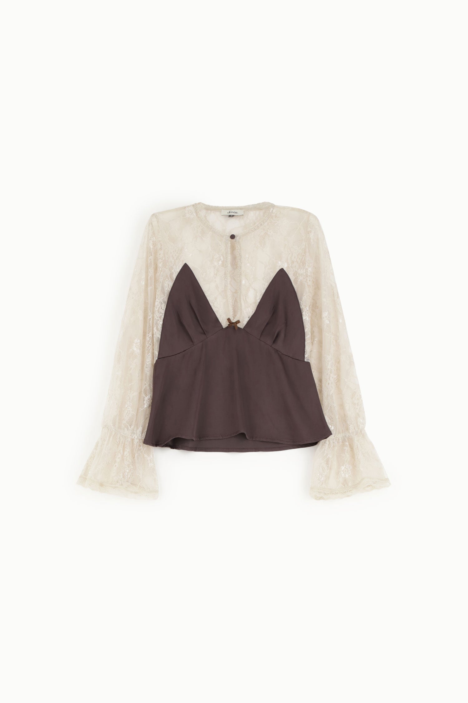 Shirt con maniche in pizzo e inserto a contrasto