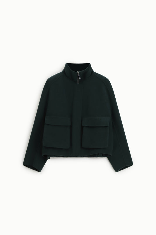 Cappotto corto con zip e maxi tasche