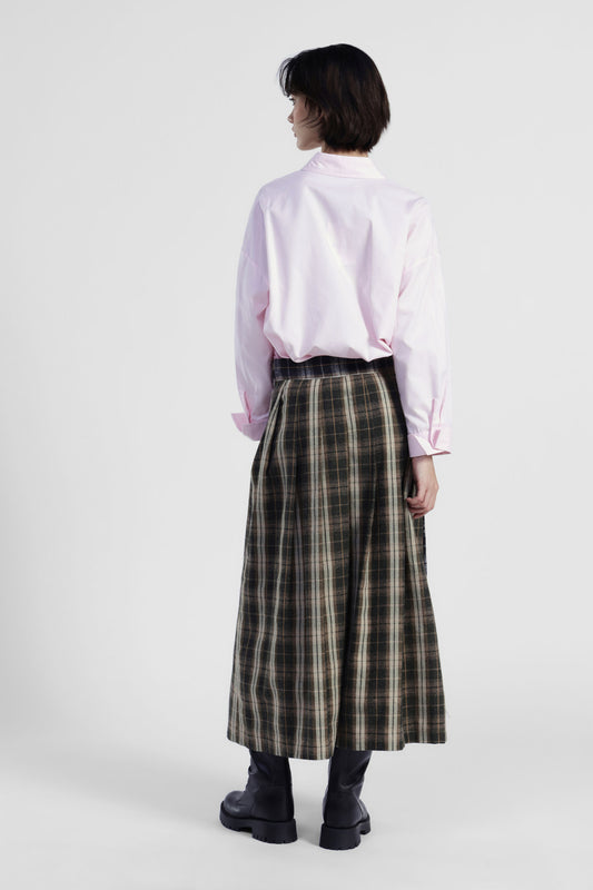 Gonna a quadri con cintura e motivo a portafoglio