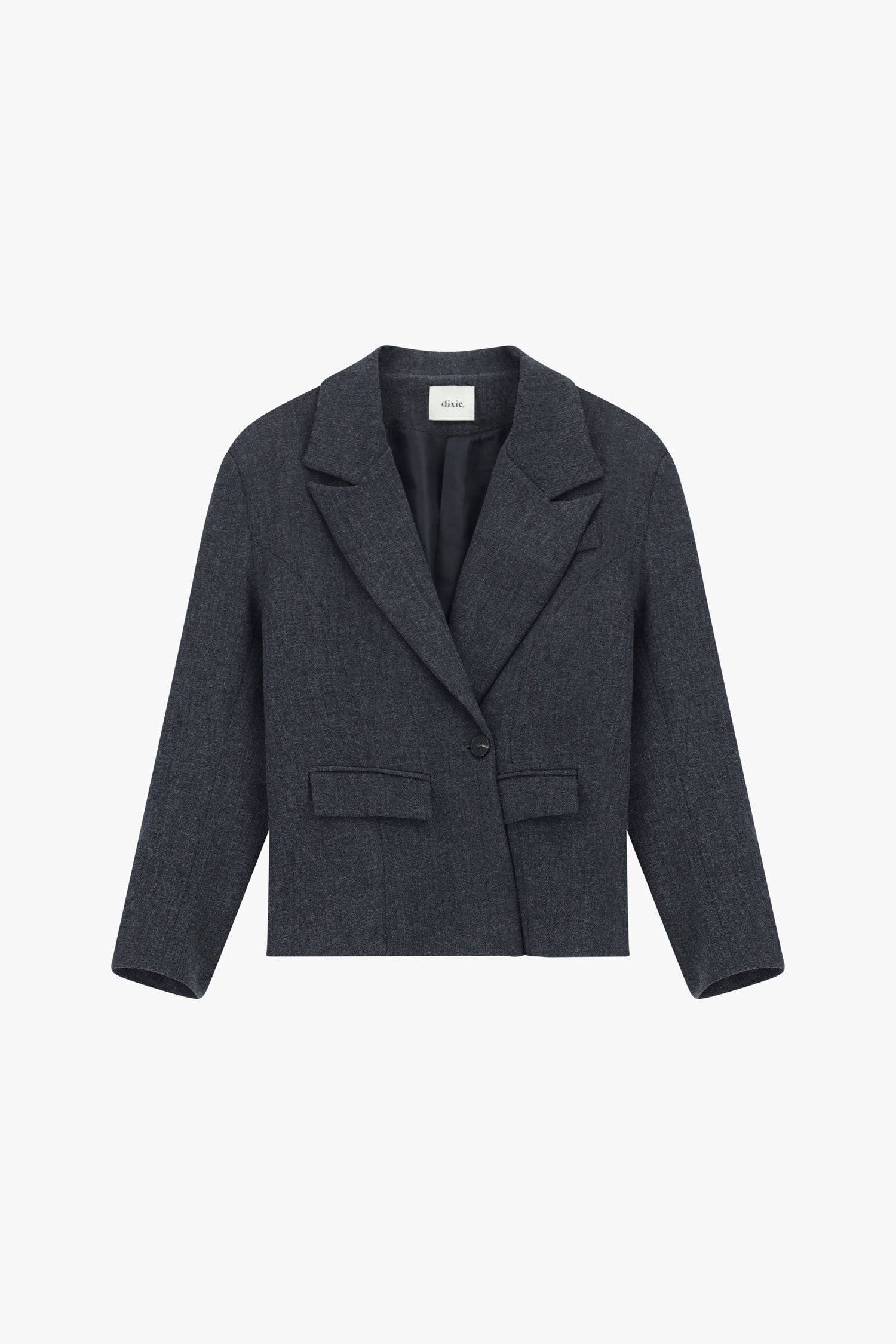 Blazer corto con tasche a patta e chiusura a bottone