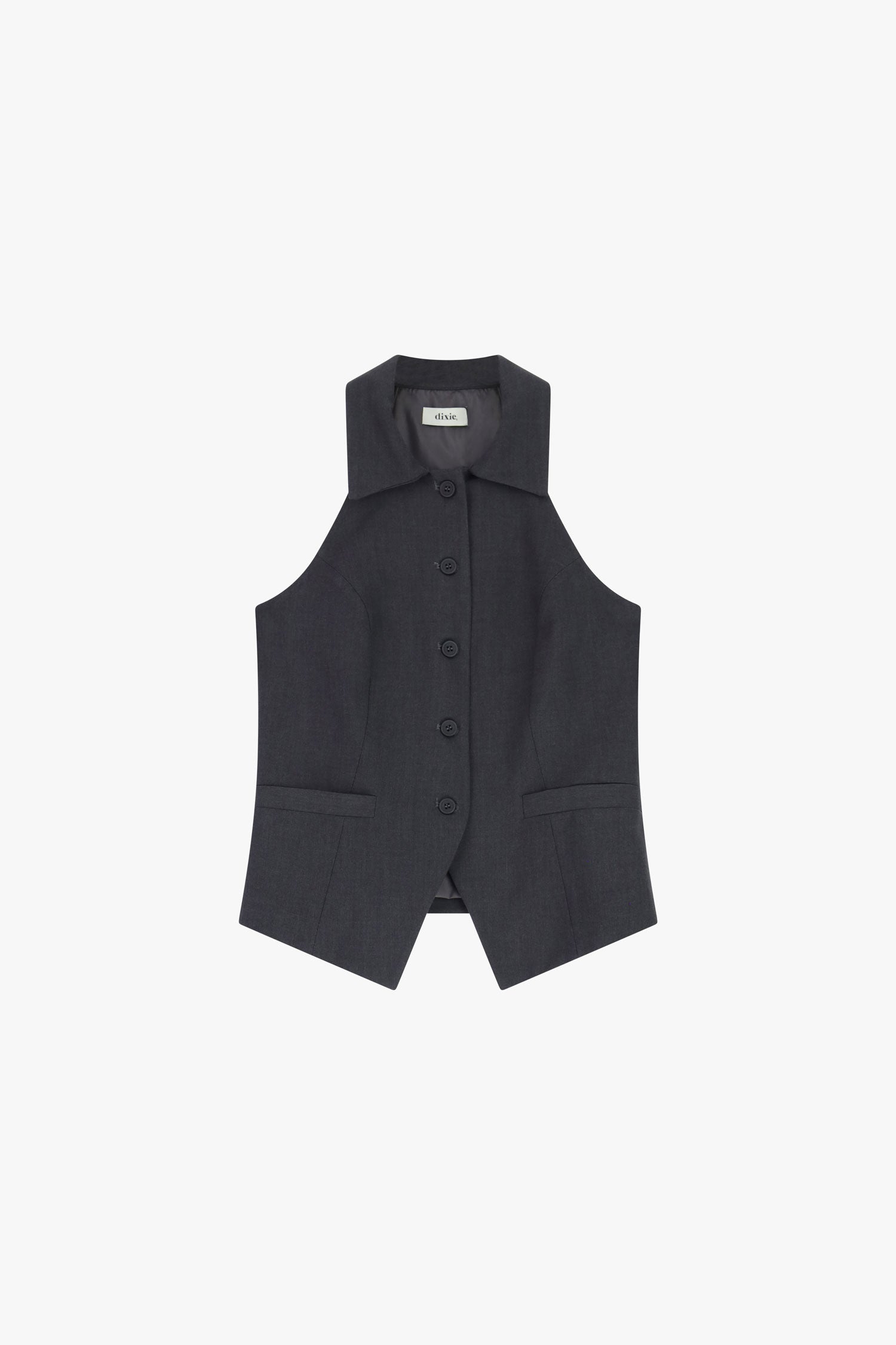 Gilet con collo strutturato e bottoni frontali