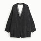 Cardigan lungo con scollo posteriore e profili pizzo