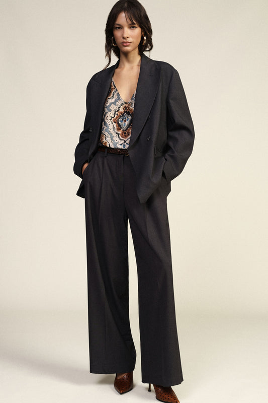Pantaloni palazzo vita alta con pince