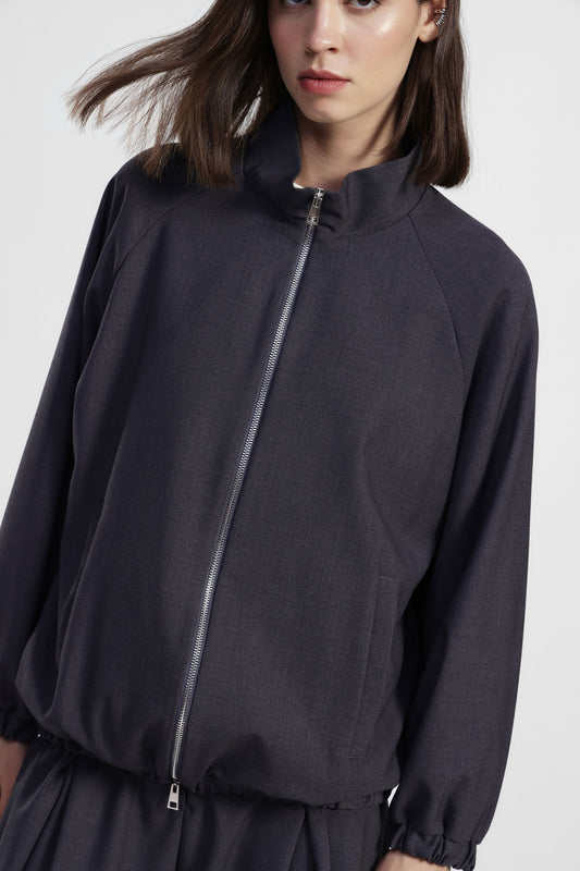 Bomber con zip frontale e fondo elasticizzato