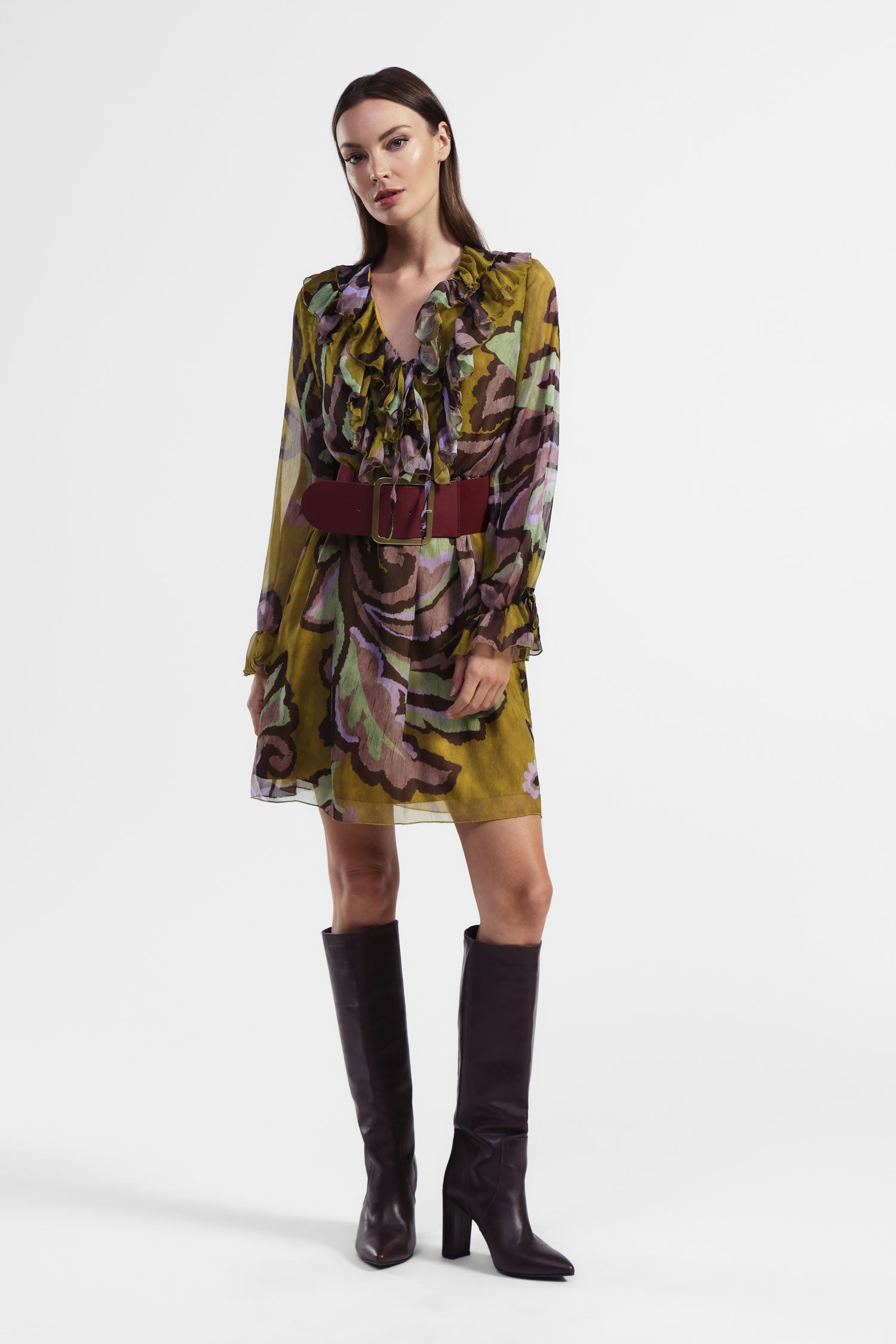 Vestito con maniche lunghe e stampa