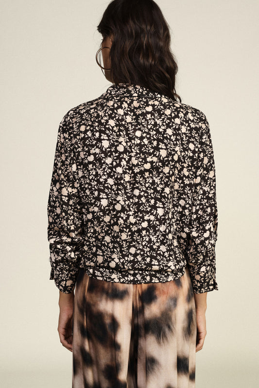 Camicia stampa floreale con nodo frontale