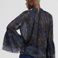 Blusa ampia con maniche a balza e motivo paisley