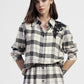 Shirt a quadri con applicazione floreale sul petto