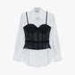 Camicia con bustier trasparente e allacciatura sul retro