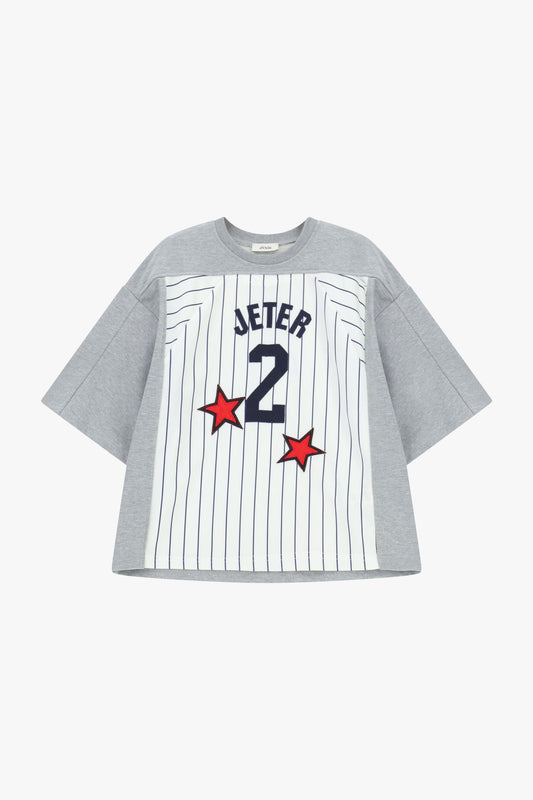 T-shirt oversize con stampa righe e numero