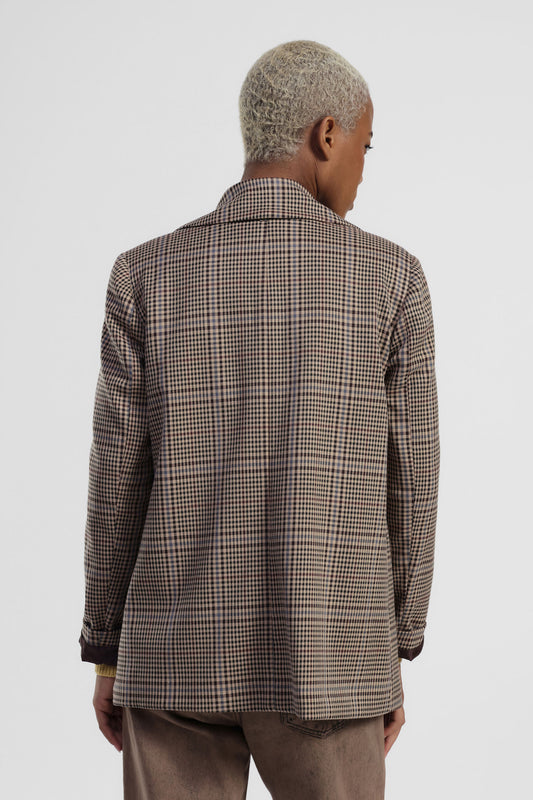 Blazer fantasia check con bottoni gioiello