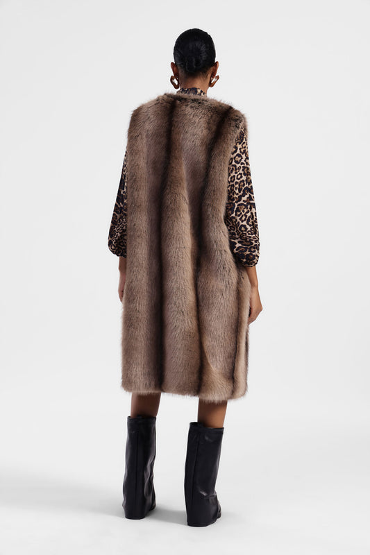 Gilet lungo con pelliccia sintetica