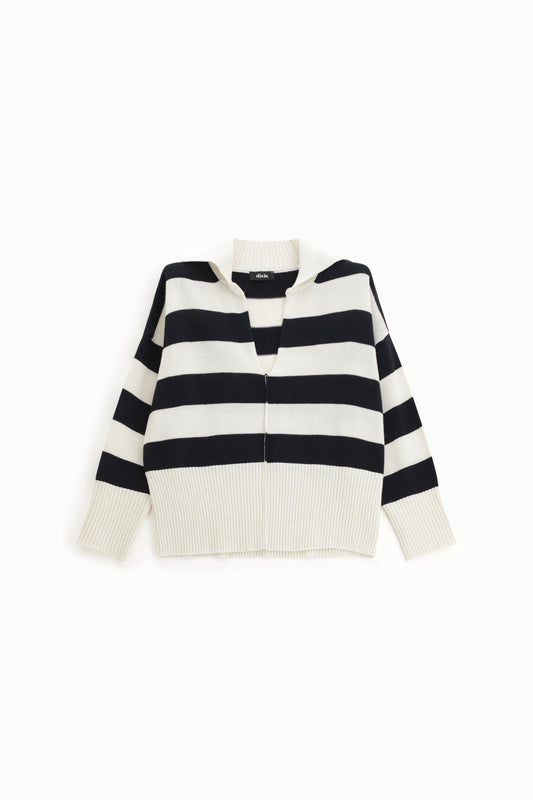 Maglione a righe con scollo a v profondo