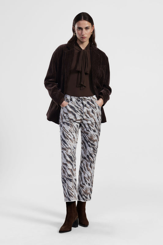 Pantaloni a gamba ampia fantasia animalier