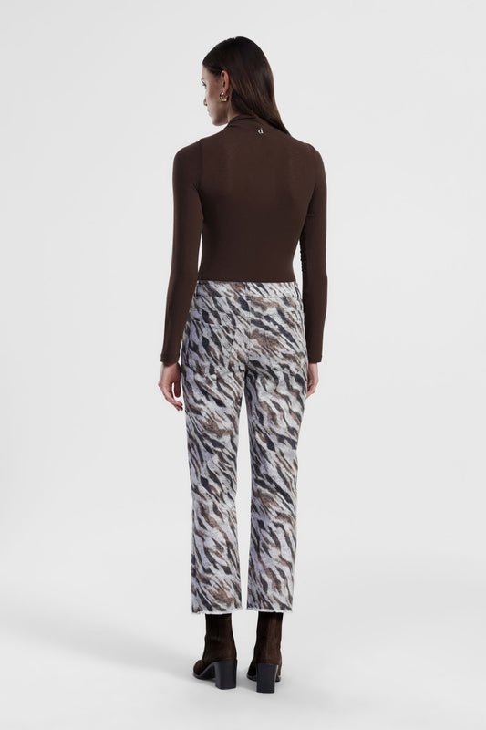 Pantaloni a gamba ampia fantasia animalier