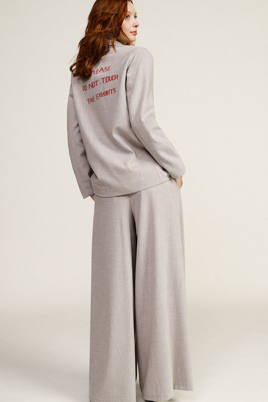 Pantaloni palazzo a vita alta con pinces