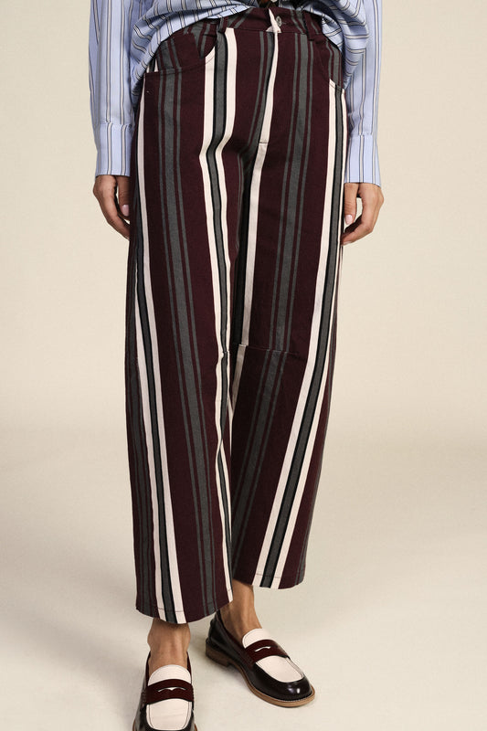 Pantaloni palazzo a righe vita alta tasche