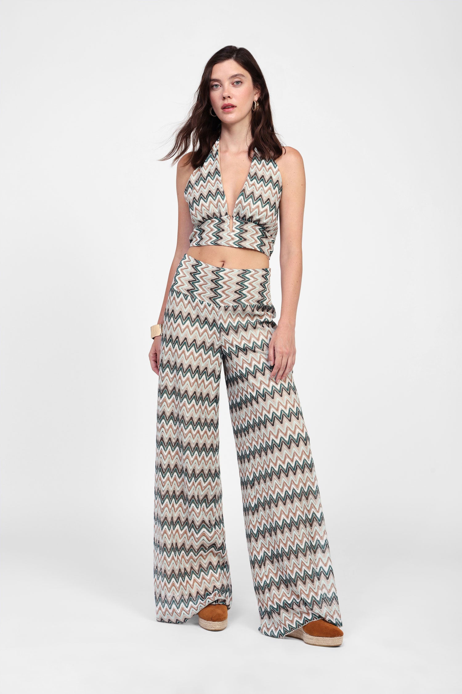 Pantaloni ampi con motivo zigzag