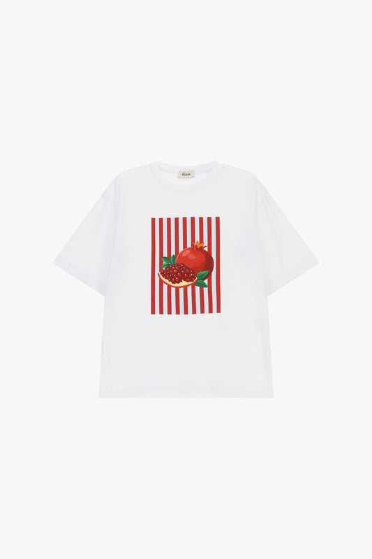 T-shirt a maniche corte stampa melograno