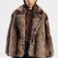 Eco-fur corta con ampio revers e volume
