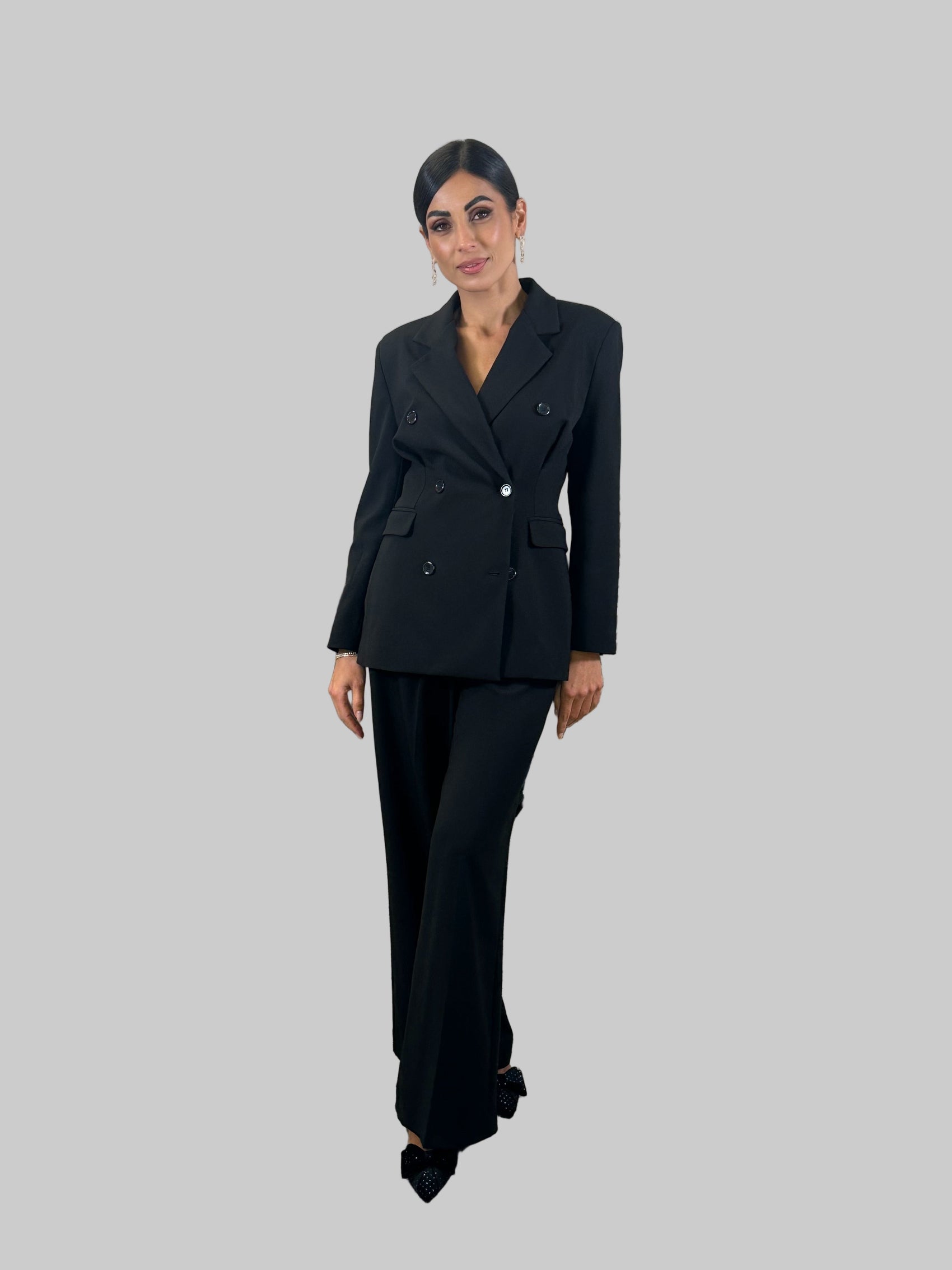 Blazer doppio petto con tasche a filetto