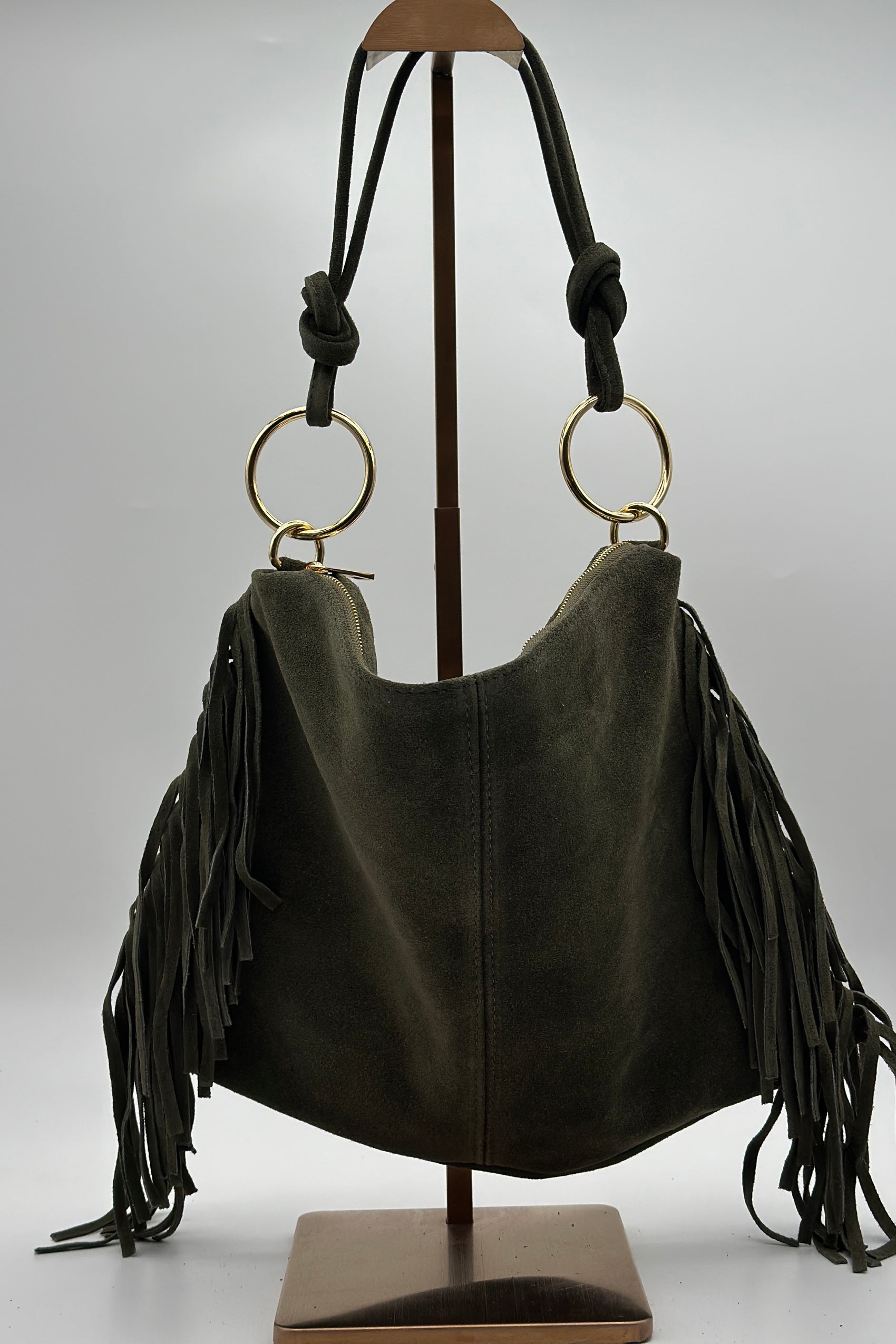 Borsa frange anelli oro