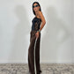 Trousers palazzo con banda laterale e vita alta