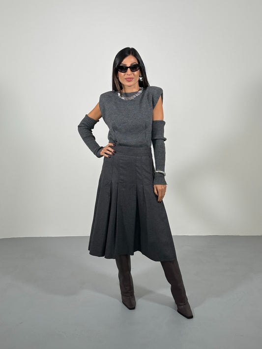 Maglione corto con maniche lunghe rimovibili