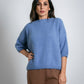 Maglia manica 3/4 girocollo in morbido mohair