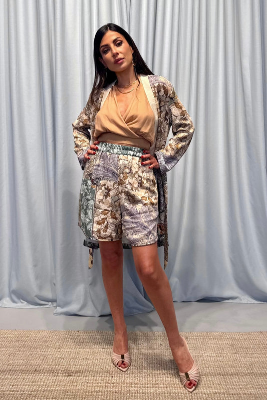 Shorts regular-fit a fantasia patchwork floreale