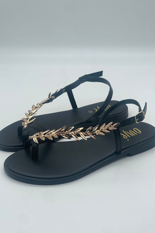 Sandalo Flat Foglia Oro
