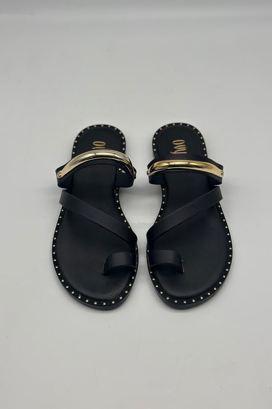 Sandalo Flat Con Dettagli Oro