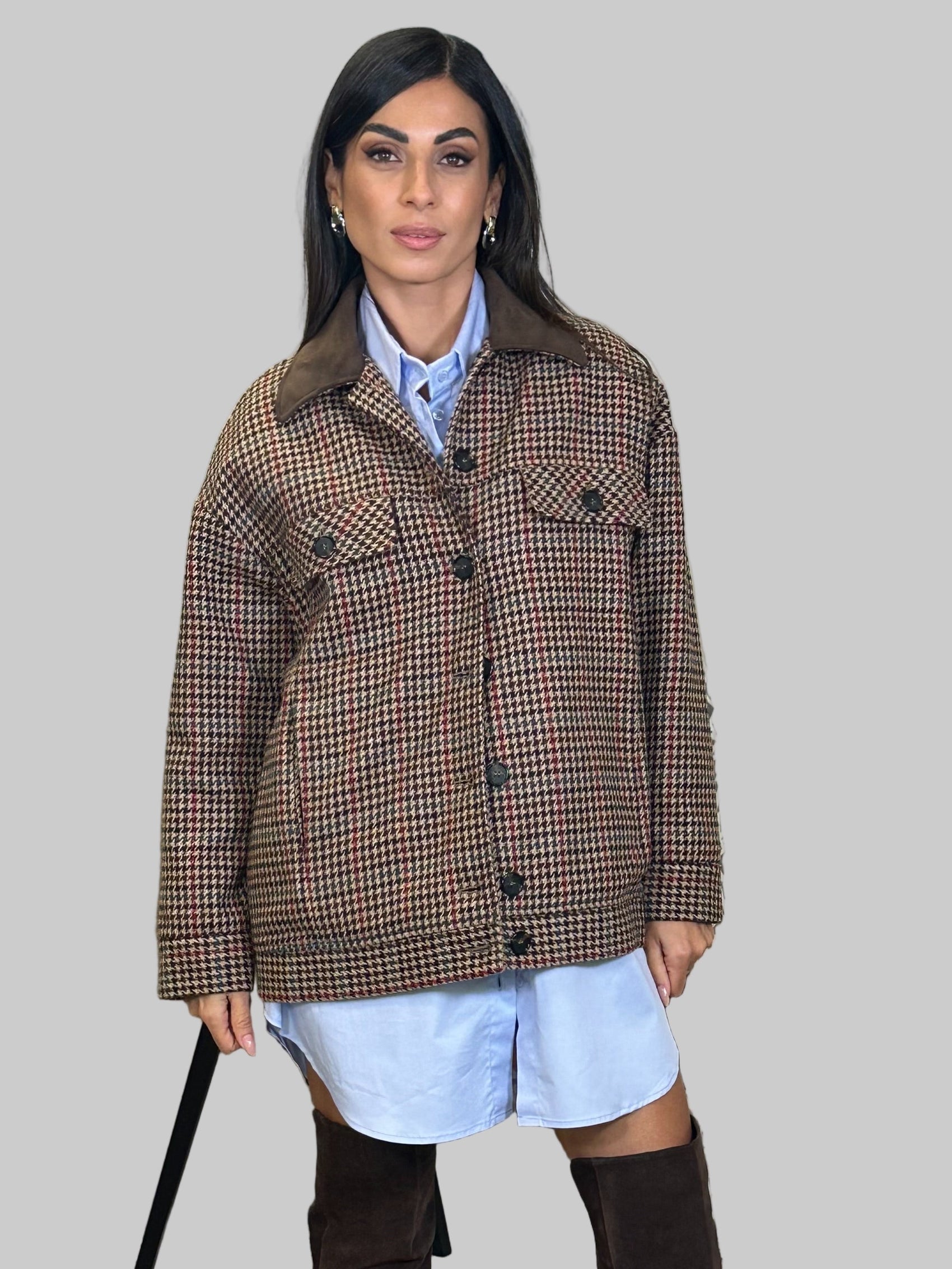 Giubbotto corto con colletto suede