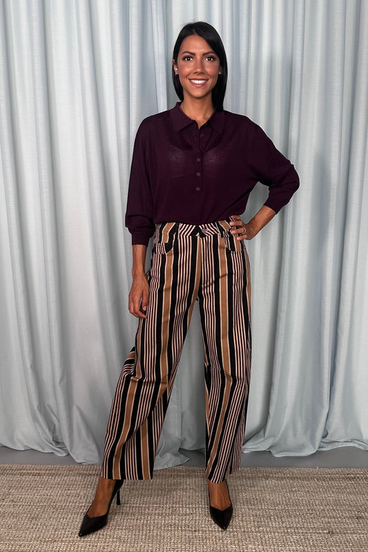 Pantaloni palazzo a righe vita alta