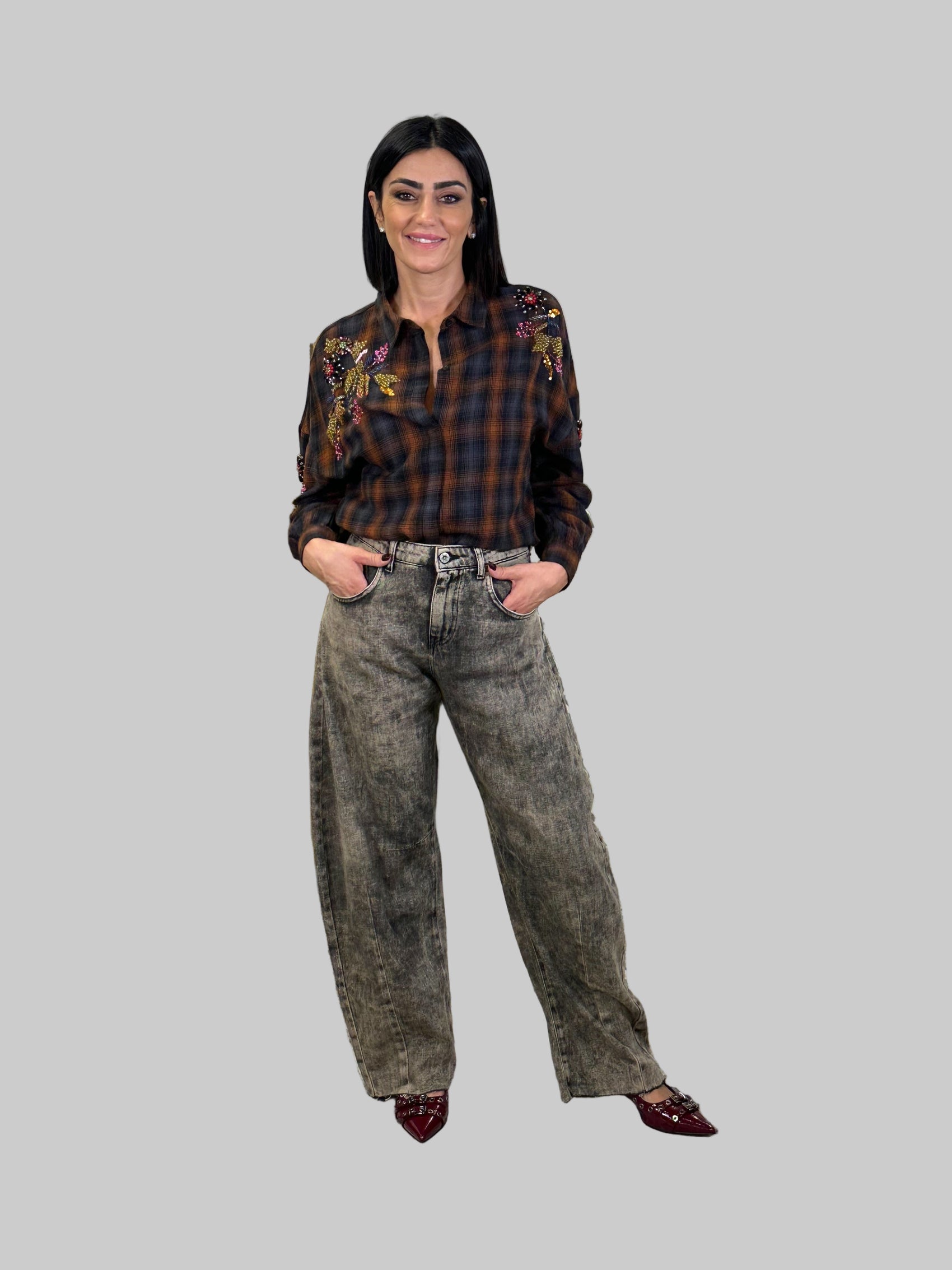 Jeans balloon fit con lavaggio vintage