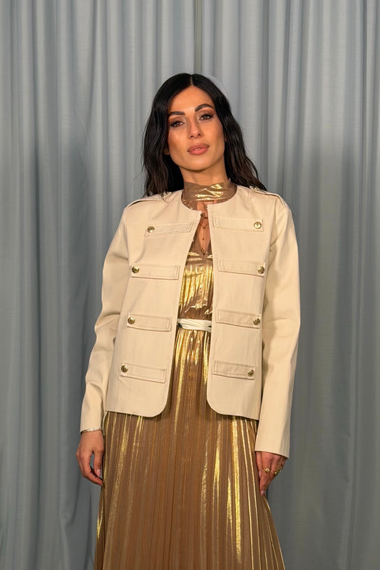Giacca camicia corta con tasche e alamari
