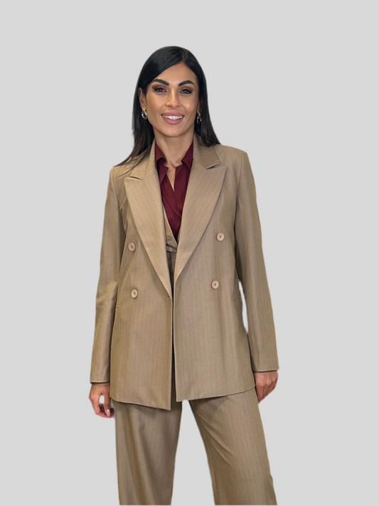 Blazer doppiopetto gessato laminato
